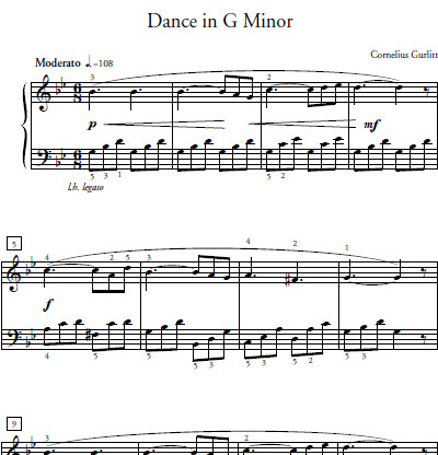 Dance In G Minor Sheet Music and Sound Files for Piano Students